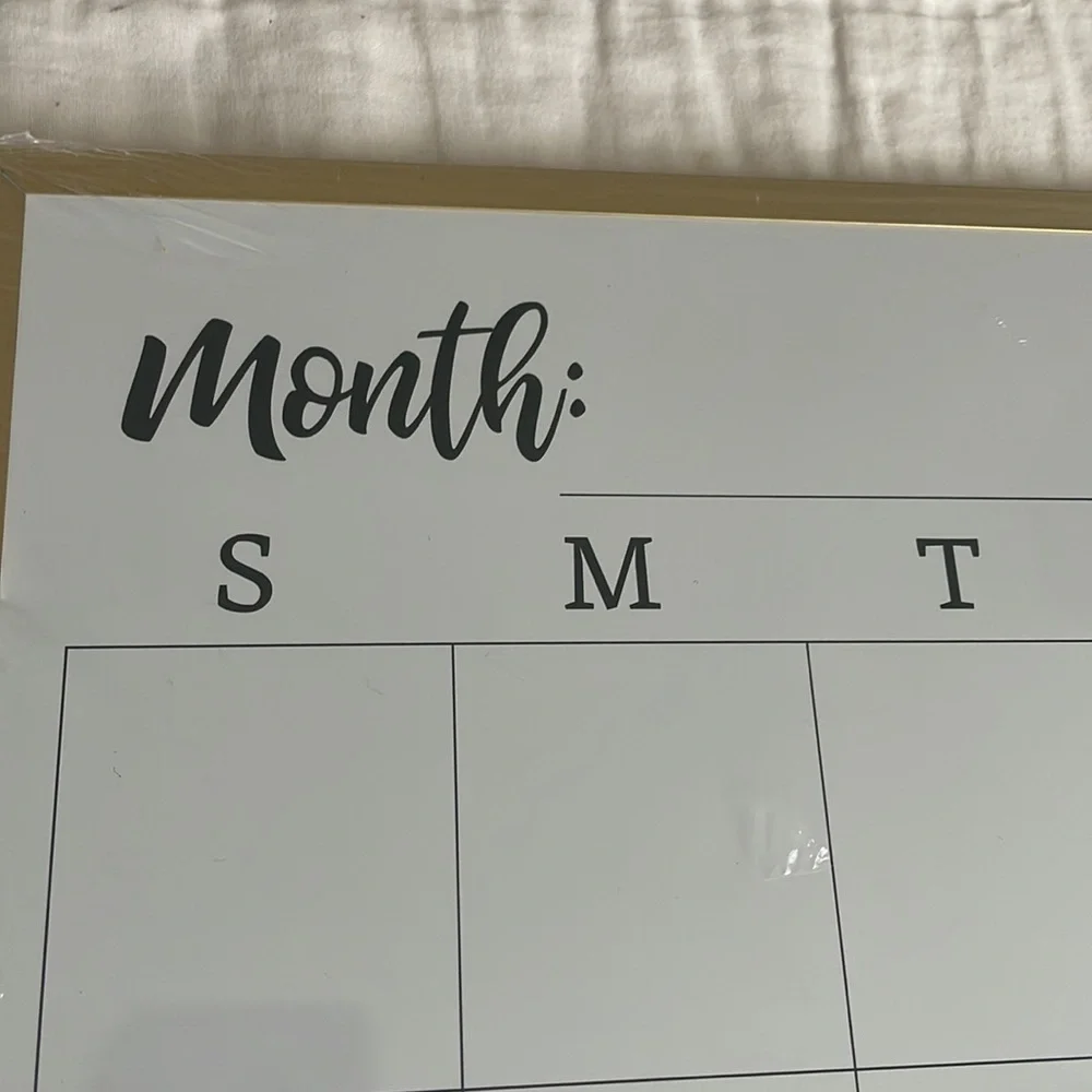 Magnetic Dry Erase Calendar Board - Gold Frame